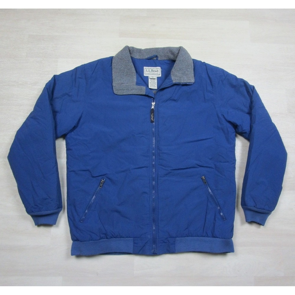 Vintage LL Bean Jacket Mens (L Tall) Blue Fleece Lined Warm Up Winter Nylon UF44